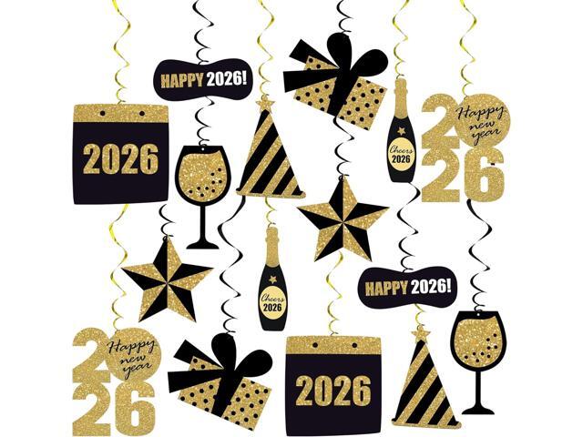 KatchOn, Happy New Year Hanging Swirls - Pack of 30, No DIY Ceiling Decorations, New Years Eve Party Supplies 2026 Happy New Year Decorations...