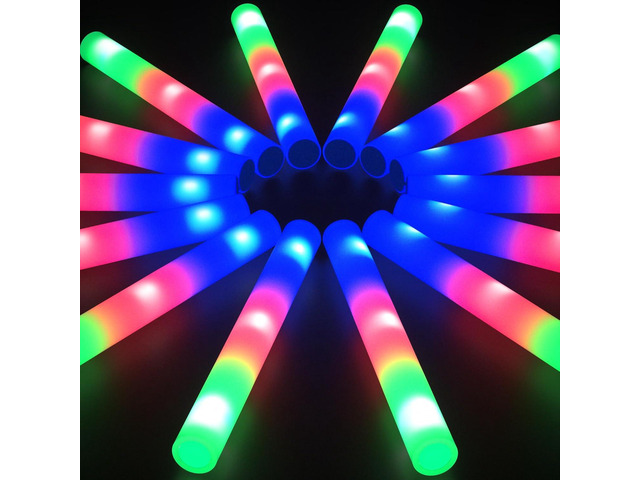 16Pcs 16 Inch Giant Party Foam Glow Sticks, Led Light Up Wedding Glow Sticks Bulk, 3 Colorful Flashing, Work 8hrs, Glow In The Dark Party Supplies...