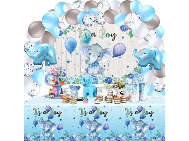 Baby Shower Decorations 121 Pieces Elephant Party Supplies Include Backdrop Banner Balloons Tablecloth and Cake Toppers for Gender Reveal Elephant...