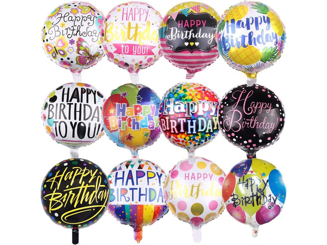 50 Pieces Happy Birthday Party Aluminum Foil Balloons 18' Foil Mylar Helium Balloon Round Inflatable Balloons for Birthday Parties Baby Shower...