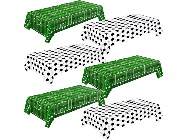 Mixweer 6 Pcs Soccer Tablecloths Soccer Birthday Party Decorations 54 x 108 Inch Sports Plastic Table Cover for Sports Ball Theme Outdoor Picnic...
