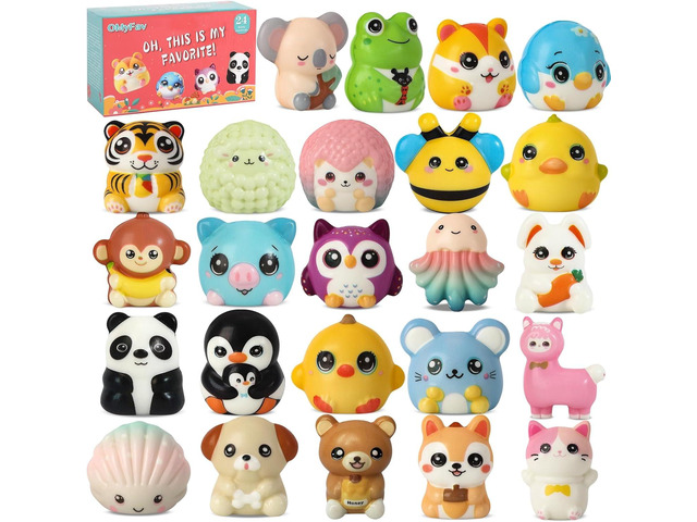 24PCS Squishy Party Favors for Kids - Cute Squishies Toys Bulk Animal Squishy Party Favors Birthday Goodie Bags Stuffers End of Year Student Gifts...