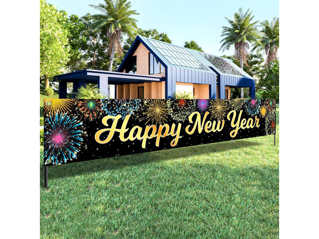 KatchOn, Happy New Year Banner 2026 - Large 120x20 Inch Happy New Year Yard Sign for Happy New Years Decorations 2026 NYE Banner Sign NYE...