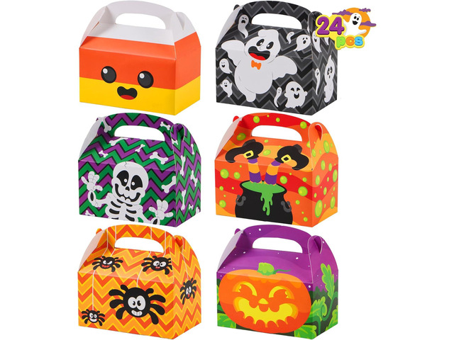 JOYIN 24 PCS Halloween Treat Boxes Candy Boxes, House Cardboard Goodie Bags, Cookies Candy Bags for Kids Children Trick or Treat, Holiday Pastries,...