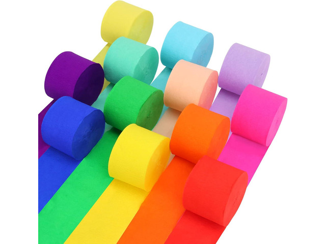 12 Rolls Crepe Paper Streamers, 12 Colors Streamers Party Supplies for Birthday Party Baby Shower Rainbow DIY Christmas Halloween Wedding Ceremony...