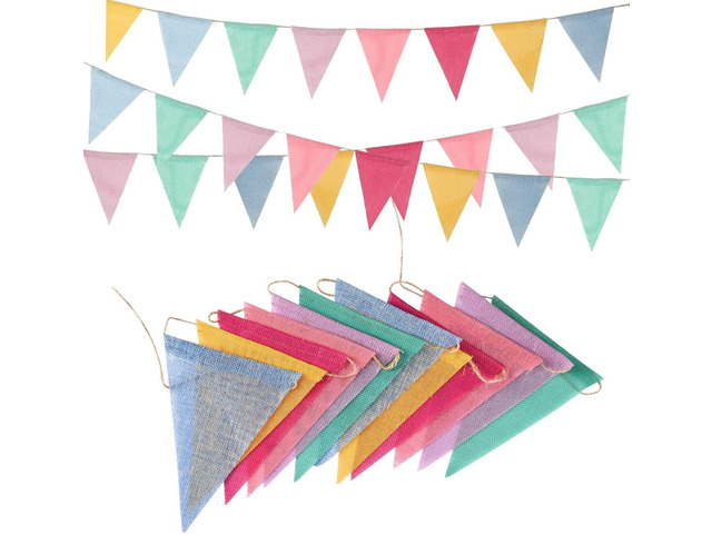 Pennant Banner Flags Pastel - GREATRIL Colorful Triangle Banners for Birthday Easter Classroom School Carnival Garland Outdoor Burlap Bunting Party...
