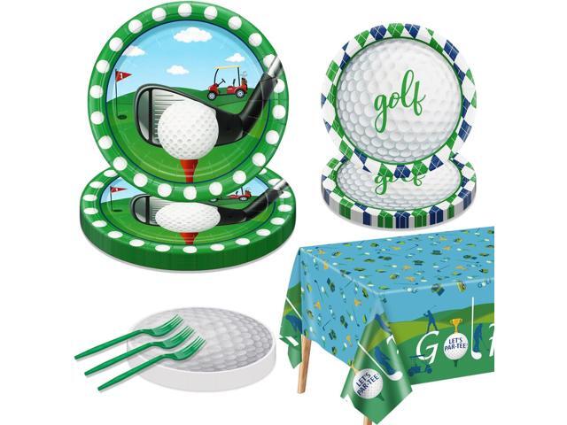 Golf Party Supplies for 20 Guests - Disposable Tableware Set Includes Paper Plates, Napkins, Forks, Tablecloth - Men's Golf Fans Birthday Party Decor