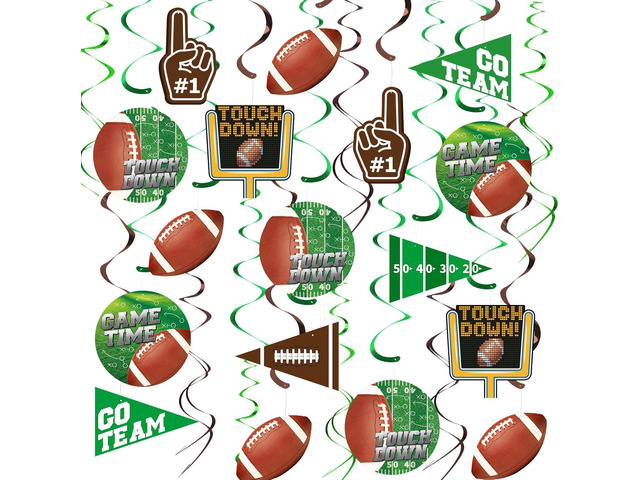 30 Pieces Football Party Decorations Football Hanging Swirl for Football Birthday Party Football Game Day Tailgate Party Supplies