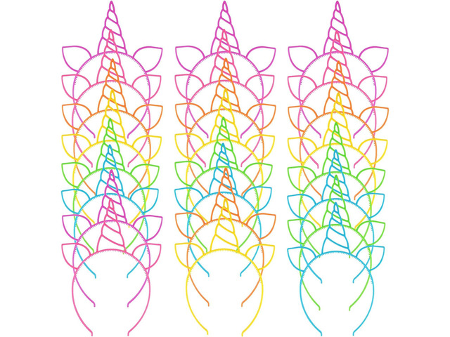 Zddaoole 24 Pcs Unicorn Headbands Unicorn Birthday Party Favors,Plastic Hairbands for Girls,Headware Accessories for Party Supplies Gift,Teens...
