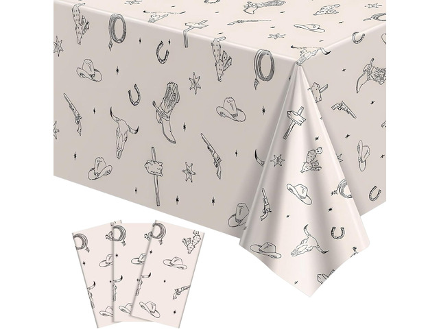 NatNarr 3 Pack Western Cowboy Party Decorations Tablecloth, 54 X 108Inch Rodeo Table Covers Disposable Cowboy Table Cloth Waterproof Tables Cover...