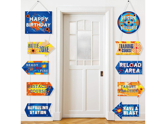 Outus 10 Pcs Dart Party Signs Cutouts Dart Battle Birthday Party Decoration Birthday Porch Door Cutouts Gifts