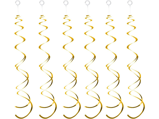 30 Pieces Gold Hanging Swirl Decorations Plastic Streamer Party Swirl Spiral Decorations for Ceiling, Wedding Baby Shower Birthday Party Supply
