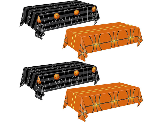 QIYANPAX 4 Pieces Basketball Tablecloth - Basketball Birthday Party Decorations Basketball Table Cloth Soccer Tablecloth Plastic Table Cover for...