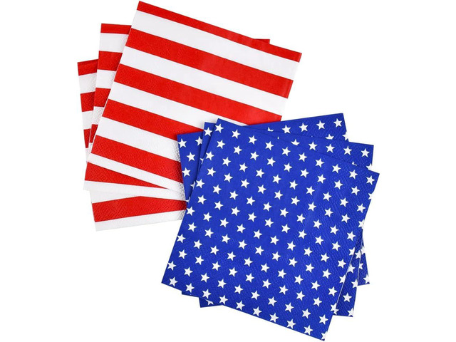 Gatherfun American Flag Patriotic Party Supplies Disposable Paper Napkins Cocktail Napkins for Veterans Day Election Day 4th of July Independence...