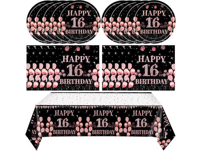 41Pcs 16th Birthday Party Decorations for Girls,Sweet 16th Birthday Party Paper Plates,Napkins,Tablecloth Party Supplies 16th Years Old Disposable...