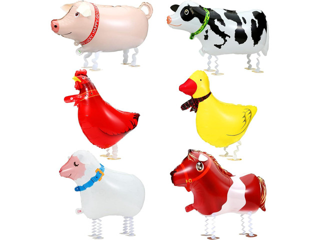 KESOTE Farm Animal Balloons, 6 Pack Inflatable Farm Animals Walking Balloons for Birthday Party Decorations Farm Animal Birthday Party Supplies