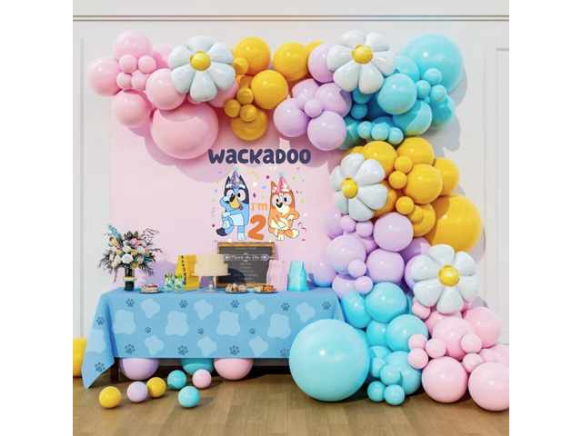 Blue Dog Daisy Balloon Arch Garland Kit for Girls Wackadoo I'm Two Birthday Puppy Pawty Blue Dog Party Bingo Birthday Daisy Flower Groovy Party...