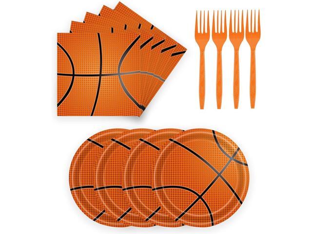 72 Pcs Basketball Paper Plates and Napkins - Disposable Party Plates and Napkins Tableware Set for Sports Birthday Party, Baby Shower - Serves 24