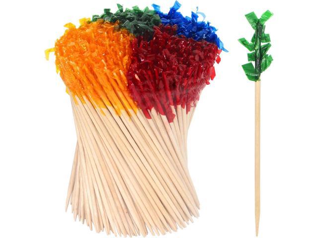 1000pcs 4 IN Wooden Frill Picks Cocktail Picks with Assorted Colors,4-Color,for Cocktail Party, Barbeque, Club Sandwiches (Frill picks 1000pcs 4 IN)