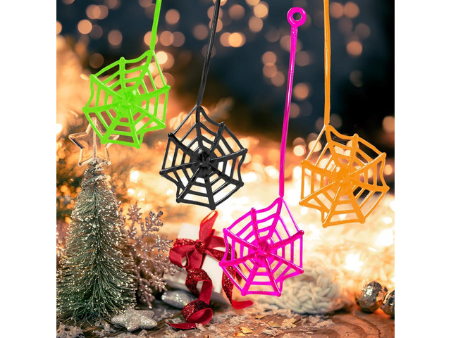 Glow Fever 24Pcs Sticky Spider Web Party Favors Pack, 7.5 inches in Total Length, Halloween Party Favors, Gifts For Birthday, Goodie Bag Classroom...