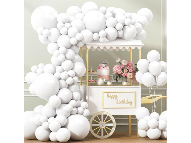 APLANET 150pcs White Balloons Different Sizes 18 12 10 5 Inch, Latex Balloons for White Themed Birthday Wedding Baby Shower Party, Grad Anniversary...