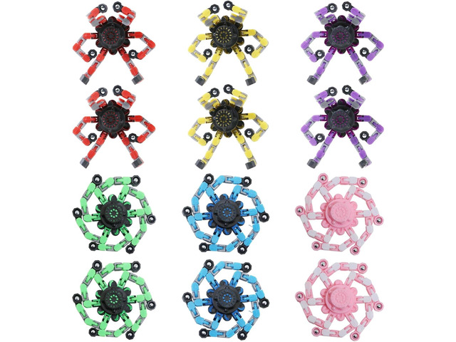 12Pcs Transformable Fidget Spinners Toys- Deformable Fingertip Gyro Stress Relief Sensory Toys, Easter Party Favors & Birthday Gifts for Kids...