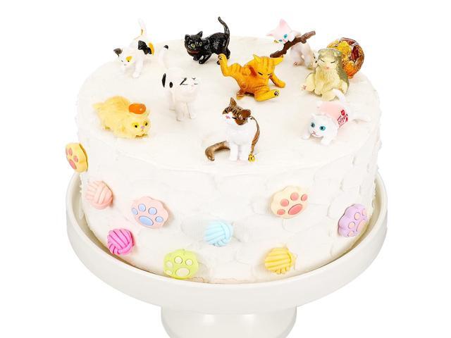 26 Pcs Cat Cake Topper Cute Figurines Happy Birthday Paw Cake Toppers Party Decoration Mini Set for Birthday Party Garden Home Shower Supplies(Cute.