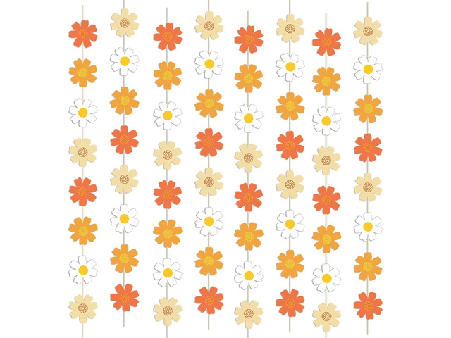 RTHPY Daisy Groovy Boho Party Hanging Banners & Retro Hippie Party Supplies Decorations - Daisy Paper Cutouts for Baby Girl Birthday - 8 PCS, 55...
