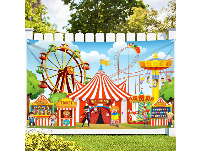 KatchOn, XtraLarge, Carnival Backdrop for Carnival Games - 72x44 Inch Carnival Theme Party Decorations Circus Theme Party Decorations ...