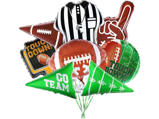 Gatherfun Football Shaped Foil Balloons, 8 Count, Touchdown Balloons for Football Game Tailgate Party Decorations