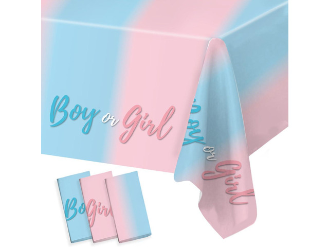 3PCS Plastic Gender Reveal Tablecloths,Gender Reveal Party Supplies Disposable Pink and Blue Table Cover for Boy or Girl GenderReveal Parties Baby...