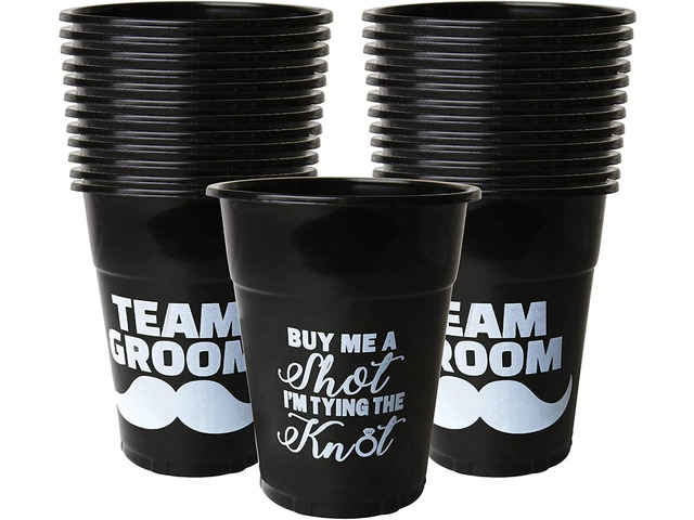 Neliblu Bachelor Party Supplies - Team Groom Cups Bulk Pack of 25 Plastic Cups