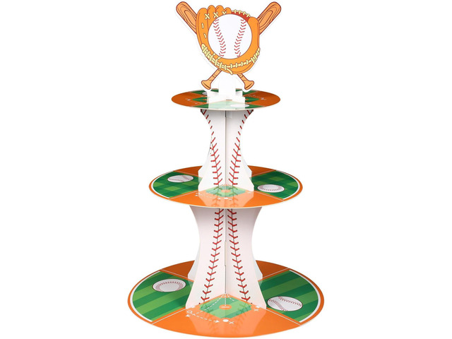 Nuenen Baseball Theme Cupcake Stand Party Decorations,3 Tier Sports Theme Party Favor Display Cupcake Holder Basketball Baseball Sports Birthday...