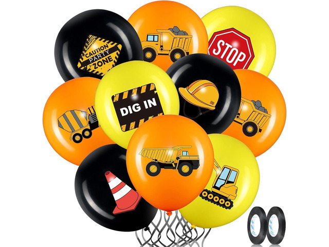 Zomiboo 45 Pieces Construction Balloons, 12 Inch Truck Birthday Party Decorations for Children Shower Dump Truck Birthday Party Construction Zone...