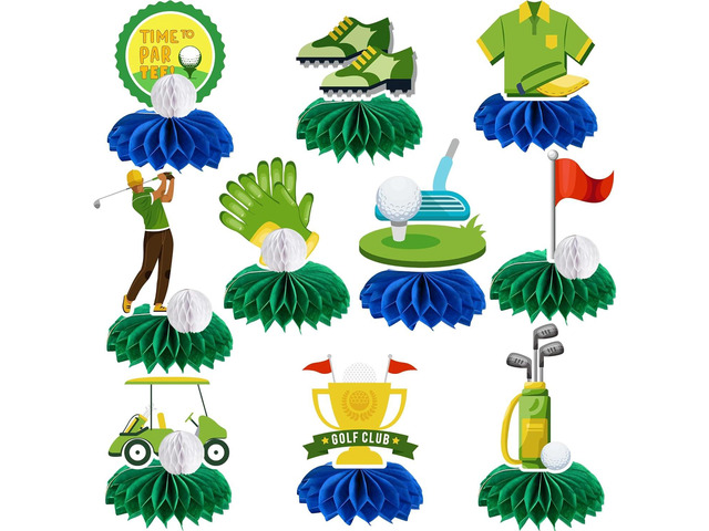 kockuu 15Pcs Golf Centerpieces for Party Table Decorations, Double-sided Golf Ball Honeycomb for Masters Birthday Bachelor Party Decor Supplies Favors
