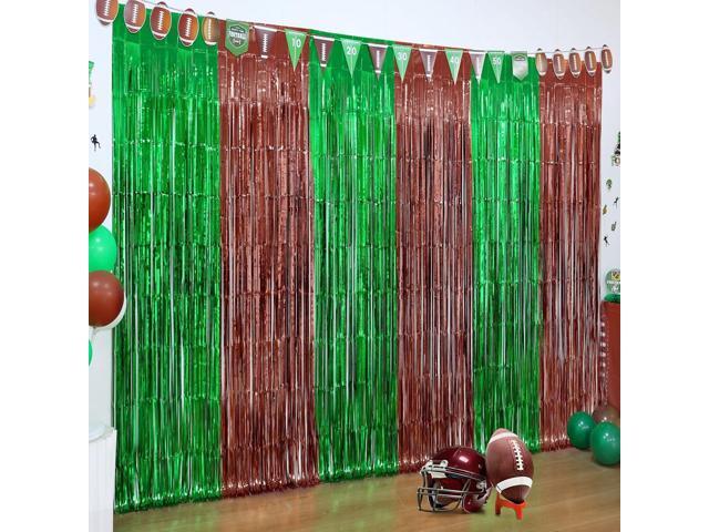 LOLStar Football Party Decorations, 3 Pack 3.3x6.6ft Green Brown Foil Fringe Curtains Football Photo Booth Prop Backdrop Streamers, Football...