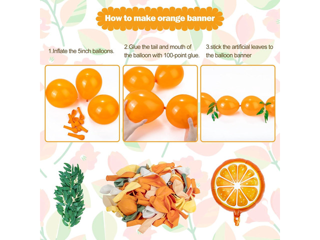 Amandir 151pcs Little Cutie Baby Shower Decorations, Yellow Sage Green Orange Balloon Arch Garland kit with Foil Orange Balloons Willow Leaves for...