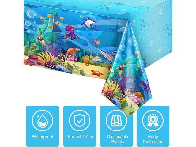 Tiamon 3 Pack Sea Party Tablecloth Ocean Animals Table Cover Underwater Creatures Ocean Sea Life Tablecloth for Kids Ocean Birthday Party...