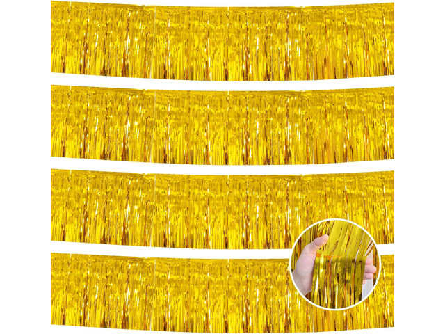 Gold Birthday Decorations Party Streamers - 4Pcak 48FT Gold Wedding Decorations - Birthday Party Supplies Graduation Backdrop - Anniversary...