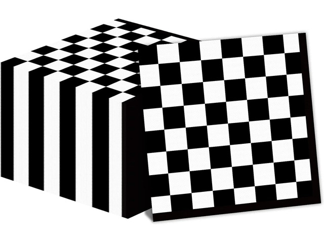50 Pack Black and White Checkered Flag Party Napkins Disposable Race Car Birthday Party Supplies Racing Car Theme Party Paper Lunch Napkins for...