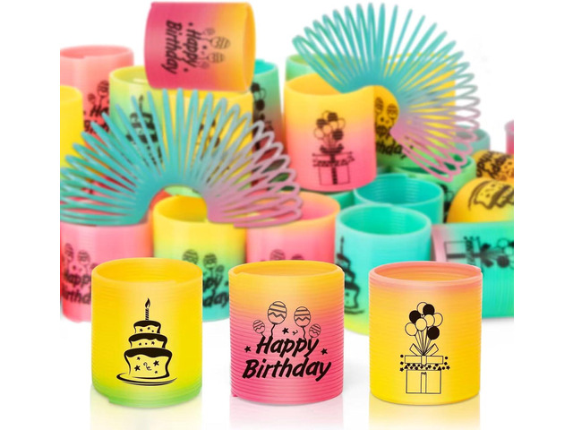 CLEVERZONE 36 Pack Spring Rainbow Magic Fidget Stress Coil Mini Springs Bulk Toys Party Favor For Kids Birthday Carnival Prize Goodie Bag Stuffers...