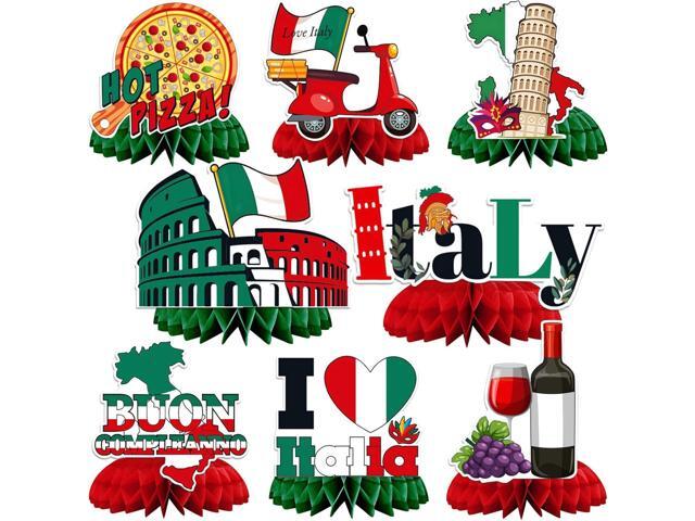 JULMELON 8 Pack Italian Themed Honeycomb Centerpieces Italian Table Decorations for Italian Republic Day Parties Italian Themed Wedding Bridal.