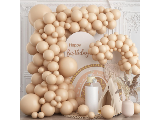 Togvu Nude Balloons Different Sizes, 123 Packs Boho Beige Balloons, Pack of 18 12 10 5 Inch Retro Apricot Balloons Garland Arch Kit for Boho...