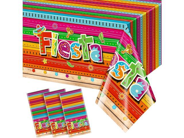 3 Pieces Mexican Fiesta Party Tablecloth Decorations,Plastic Cinco De Mayo Printed Table Cloth Table Cover for Fiesta Taco Night Birthday and...