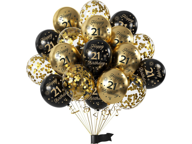 Black Gold 21st Birthday Balloons Pack of 15 Men Women Happy 21st Birthday Party Deocorations Supplies Men Women Finally 21 Birthday Ballloons...