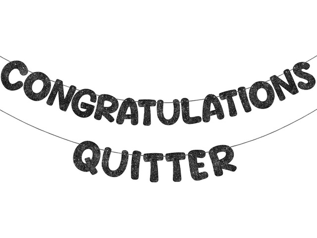 Fulmoon Pre Strung Congratulations Quitter Glitter Banner Funny Retirement Banner Graduation Party Decorations Going Away Supplies Garland for Men...