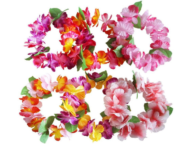 6PCS Hawaiian Wreaths Headband Tropical Luau Flower Headpiece Leis, Thicker Floral Crown for Summer Beach Pool Party Decorations Favors Supplies