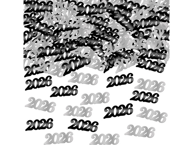 KatchOn, Black and Silver 2026 Confetti - Pack of 500 Graduation Confetti 2026, Balck and Silver Grad Party Supplies 2026, Graduation Decorations...