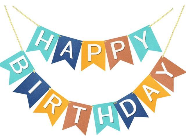 Letjolt Happy Birthday Boys Blue Orange Banner Theme Party Garland Supplies Handmade Pre-Strung Garland Decorations Kids 1st Birthday Signs Nursery.