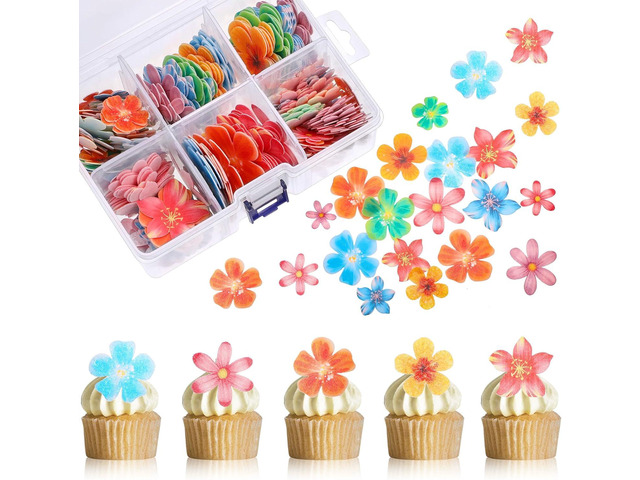 314 Pieces Flowers Cupcake Toppers Wafer Flower Birthday Party Decorations Hibiscus Wildflower Cupcake Picks Baby in Bloom Baby Shower Cake...